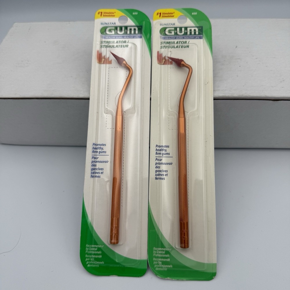 NOS Sunstar GUM Stimulator Permanent Handle Rubber Tip Massager #600 Set Of 2